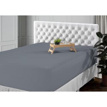 Imagem de Lençol Avulso com Elástico 400 Fios Micropercal Premium, Toque Acetinado e Proteção Antialérgica | Disponível King, Queen, Casal e Solteiro (Cinza, Queen)