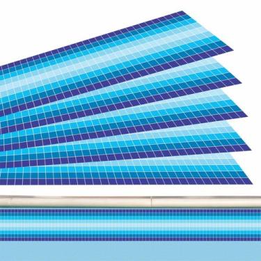 Imagem de Kit 02 Adesivos Piscina Azulejo Mosaico Quadriculado Azul 100x10cm - R