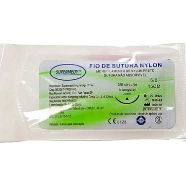 Imagem de Fio Sutura Supermedy Nylon 6-0 Agulha 20mm 3/8 - unidade
