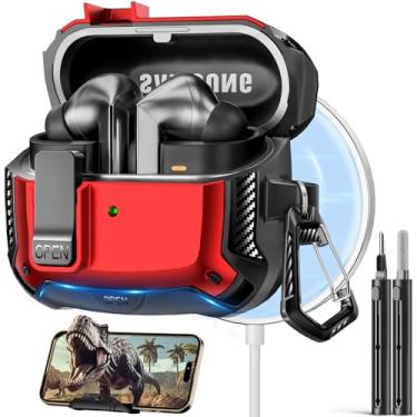 Imagem de Polislime Capa compatível com Samsung Galaxy Buds3 FE (2025)/Buds3 Pro (2024)/Buds 3 (2024) com suporte de telefone, compatível com MagSafe, com design de clipe de bloqueio seguro e kit de limpeza