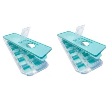 Imagem de Forma de Gelo Tampa 26x9,5X3,5cm Silicone 12 Compartimentos Top Útil Livre BPA Prático (KIT 2 UNIDADES)