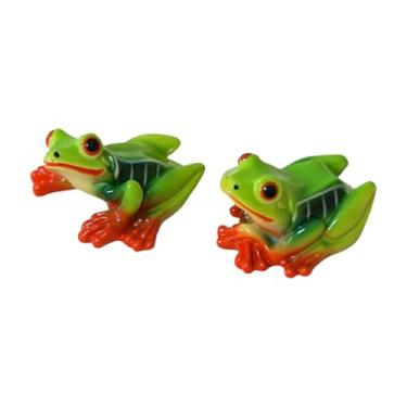Imagem de Ioensy 2PCs Figuras de sapo miniaturas Ornamentos de maconha Mini esculturas de resina criativas de resina para o parque de do pátio Fazenda de