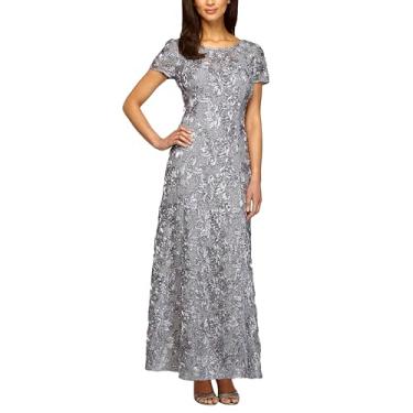 Imagem de Alex Evenings Vestido feminino longo roseta mãe da noiva com mangas curtas, convidada de casamento (tamanho pequeno e regular), Pomba, 42