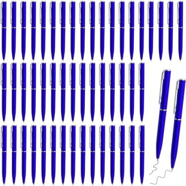Imagem de LCPQMZGH 50 mini canetas esferográficas, mini canetas de 10 cm a granel, para cadernos de bolso e blocos de notas, tinta preta (azul)