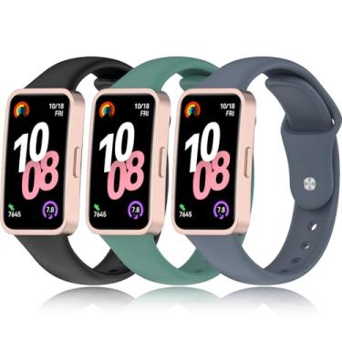 Imagem de Z.DuDuZAZA Pulseiras supermacias compatíveis com Huawei Band 9 (8/9/10) de substituição com fecho de pino e dobra, troca de pulseira com adaptadores de conexão de metal (preto, verde, azul)