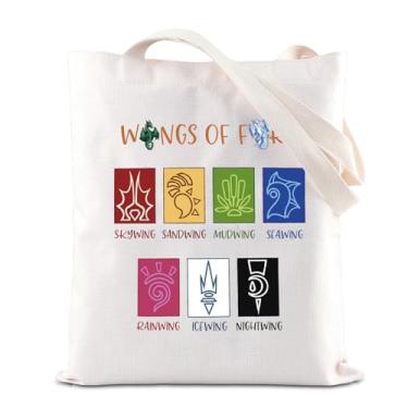 Imagem de FOTAP Bolsa de presente inspirada no romance Wings Fire Darkstalker WOF Book Series Graphic Gift Dragon Love, sacola de compras, Branco, The size of the bag is approximately 12.59 inches x 14.46