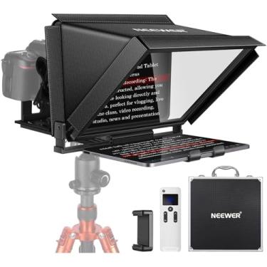 Imagem de NEEWER Teleprompter X12 de liga de alumínio de 14 polegadas para iPad, tablet, smartphone, câmeras DSLR com controle remoto, capa de transporte, compatível com iOS/Android para ensino