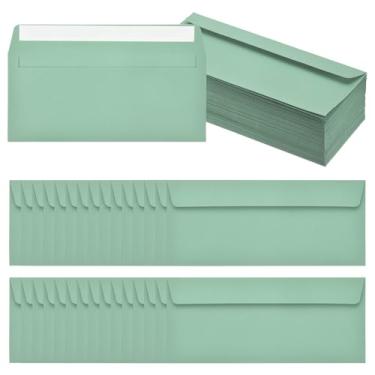 Imagem de PATIKIL Pacote com 100 envelopes comerciais verde grama nº 10, envelopes coloridos autoselados tamanho carta para convites de escritório de correspondência, 10 x 23 cm