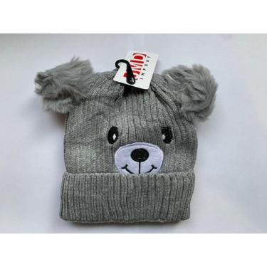 Imagem de Gorro touca infantil forrada urso com pompons - azulamora, Cinza