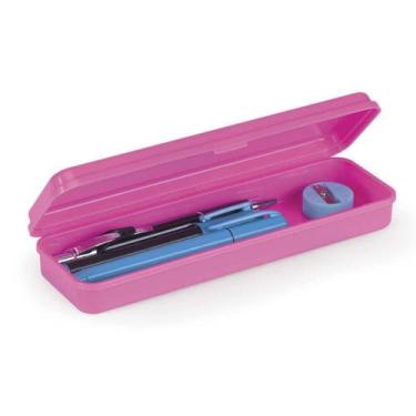 Imagem de Estojo Plástico Plus Neon Rosa - Planeta Brinquedos