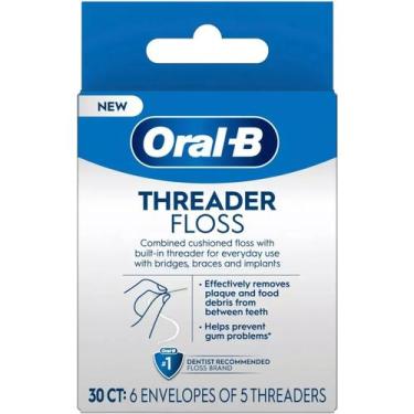 Imagem de Pacote com 4 roscas Floss Oral-B Glide Threader para pontes e suportes