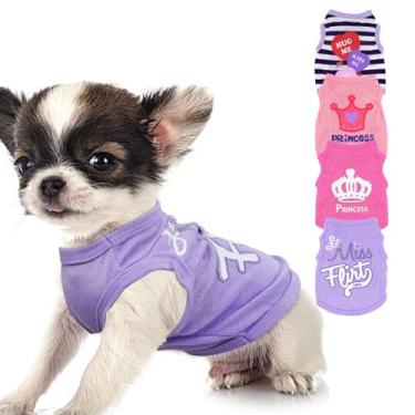 Imagem de Generic 4 peças de roupas de cachorro para cães pequenos meninas roupas macias para filhotes de cachorro chihuahua fofas roupas de cachorro camisetas femininas para cães respiráveis roupas para