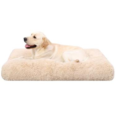Imagem de KSIIA Cama de gaiola de cachorro lavável para cães grandes almofada de canil grossa confortável de pelúcia luxuosa antiderrapante e anti-arranhões tapete de dormir para animais de estimação, 89 x 23