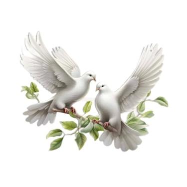 Imagem de Bothyi Pomba branca de metal para decoração de parede, ornamento decorativo, escultura suspensa minimalista para feriados, sala de estar, cerca, escritório