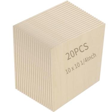 Imagem de JEUIHAU 20 Folhas De Tília 10 X Pol., Compensado Quadrado Sem Acabamento 1/4 Pol. Espessura Para Gravação Em Madeira, Queima E Projetos A Laser