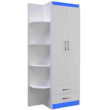 Imagem de Guarda Roupa Infantil com Cantoneira Evidencia 2 Portas Cor Azul
