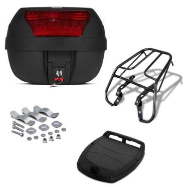 Imagem de Baú Bauleto Preto 28 Litros Com Refletor Pro Tork + Bagageiro Moto, VE