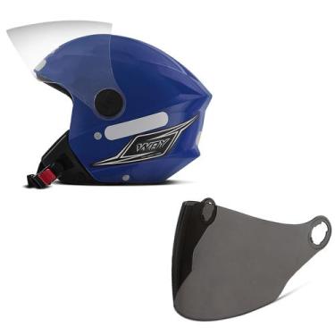 Imagem de Capacete Moto Aberto Mixs Way + Viseira Fumê, AZUL, 58