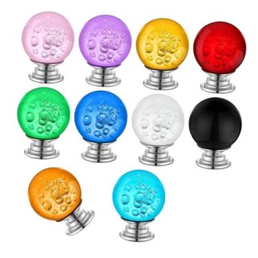 Imagem de Wswqop 10 peças de puxadores de armário, puxadores de gaveta de vidro, fáceis de instalar, coloridos para armário, ferragens para armário, quarto infantil,