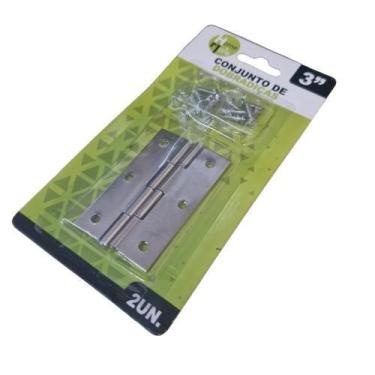 Imagem de Kit com 2 Dobradiças Comuns 3'' em Aço Inox  Resistência, Estilo e Dur