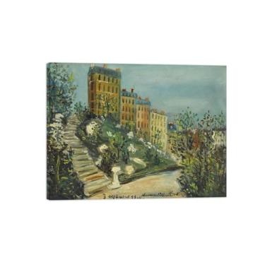 Imagem de Marice Utrilo Famosas Pinturas em Tela Embrulhada Arte de Parede Decoração de Parede de Quarto Pintura de Reprodução em Tela - Escadas Emolduradas 30 x 40 cm 12 x 16 polegadas