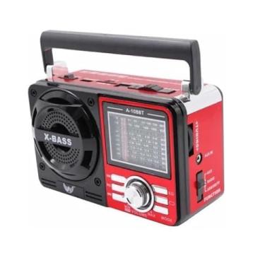 Imagem de Rádio Retrô Vintage Portátil Recarregável | Bluetooth Lanterna Lateral e Som Potente (Vermelho)