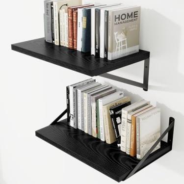 Imagem de Prateleiras de parede profundas 40 cm L x 30 cm P Prateleiras flutuantes de madeira projetada para parede, suporte de metal resistente, decoração de casa, armazenamento para sala de estar, quarto