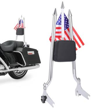 Imagem de Bravema 73.7 cm Motocicleta Traseira Passageiro Sissy Bar Encosto, Almofada Removível Apto para Harley Touring Road King Street Glide Road Glide Electra Glide 1997-2008 (Prata Cromada)