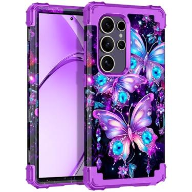 Imagem de Rancase Capa para Galaxy S24 Ultra, proteção resistente à prova de choque de três camadas de plástico rígido + capa protetora de borracha de silicone macio para Samsung Galaxy S24 Ultra 5G, brilha no