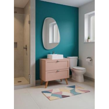 Imagem de Gabinete para Banheiro com Tampo Cuba e Espelheira Organica 80cm Retro