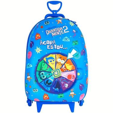 Imagem de Mochila Infantil Mala Divertidamente Maxtoy Gira Roleta Cor Azul Bolsa