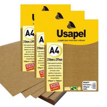 Imagem de Papel Kraft A4 150 Folhas Gramatura 180g Marrom Ideal para Impressão d