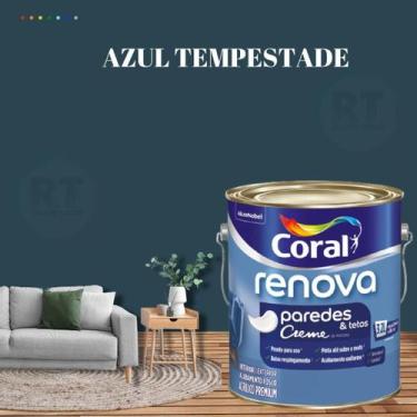 Imagem de Tinta Para Parede Acrílica Coral Renova Cor Azul 3,2l Lavável Premium 