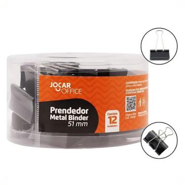 Imagem de Prendedor Binder 51mm Metal Clips Pote 12 unidades para Escritório Esc