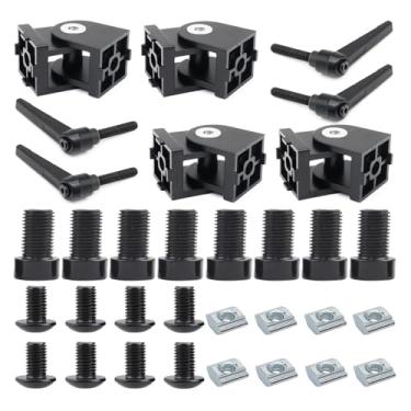 Imagem de BLCCLOY 4 conjuntos pretos Série 25 Série 10 dobradiça pivô de extrusão de alumínio suporte de ângulo giratório com alça de acessórios de hardware para perfil de alumínio extrudado de ranhura 1010