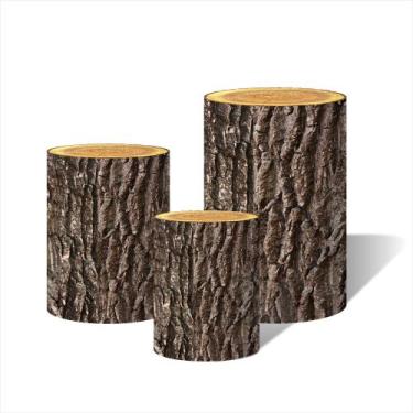 Imagem de Trio Capa Cilindro Festa Madeira Tronco Veste Fácil C/ Elást - Fabrika