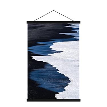 Imagem de Ywlake Gancho magnético para pôster, 48 x 27 19 x 13 19 x 25 moldura de pôster de madeira íman de madeira impressão pôsteres de rolagem de rolagem cabides de pendurar para paredes mapa arte em tela (preto, 48 cm)