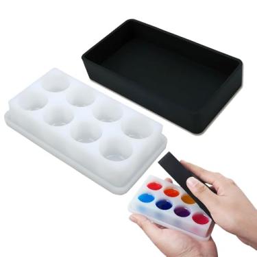 Imagem de BIGEBO Paleta de silicone com tampa, paleta de tinta de silicone antiaderente, caixa de mistura de cores de resina para acessórios de resina UV e ferramentas