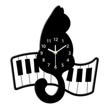 Imagem de FLCPJGV Relógio de parede em formato de gato, lindo relógio pendurado, presentes criativos de aniversário, decoração doméstica silenciosa para café, quarto, S