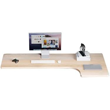 Imagem de Mesa de canto montada na parede em forma de L, mesa de canto para escritório em casa, mesa flutuante para laptop, dobrável para estudo, quarto, banheiro ou varanda, nogueira, 90 x 60 x 40 cm (35,4 x