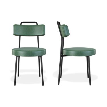 Imagem de Conjuto 2 Cadeiras Fixa Ster Courino Verde - Vallisa Decor