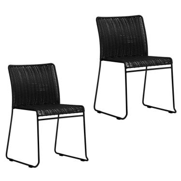 Imagem de Conjunto 2 Cadeiras para Sala de Jantar Fronteira Preto/Prata