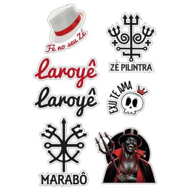Imagem de Cartela de Adesivos Umbanda Exu PombaGira e Zé Pilintra 7 un - flash