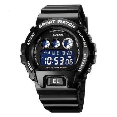 Imagem de Relógio Masculino G Shock Skmei 1813Bk Digital Preto Branco