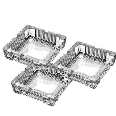 Imagem de Kit 3 Cinzeiro Vidro Restaurante Hotel Bar Casa Quadrado Automotivo Re