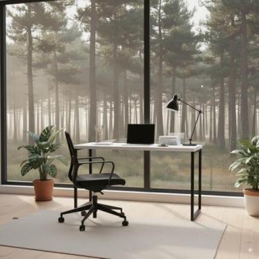 Imagem de Escrivaninha Industrial Madeira Ferro 120cm Mesa Computador Home Office Gamer Escritório Mobishop (Branco)