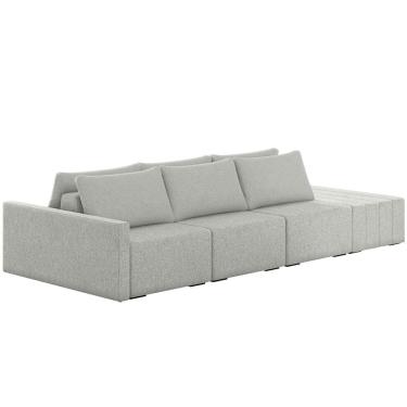 Imagem de Sofá Ilha Modular para Sala 312cm com Puff Dublin K01 Linho Cinza - Lyam Decor