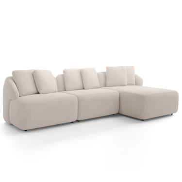 Imagem de Sofá 4 Lugares com Chaise Direito Sala Living 294cm Arlo F04 Bouclê Bege - Lyam Decor