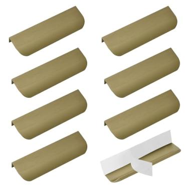 Imagem de MOROBOR Pacote com 10 puxadores de borda de dedo, puxador de gaveta instantâneo autoaderente de ângulo redondo, liga de alumínio, alças invisíveis de guarda-roupa para cozinha, quarto, sala de estar