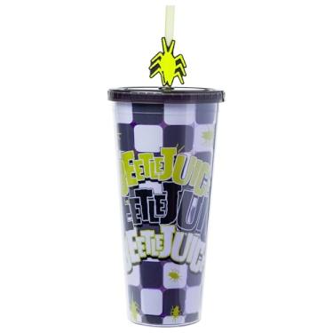 Imagem de Silver Buffalo Beetlejuice Copo plástico frio padrão barata 680 g com tampa e canudo de topo